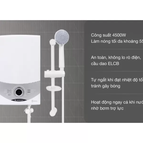 Máy nước nóng trực tiếp Ariston 4500W Aures SM45PE SBS VN